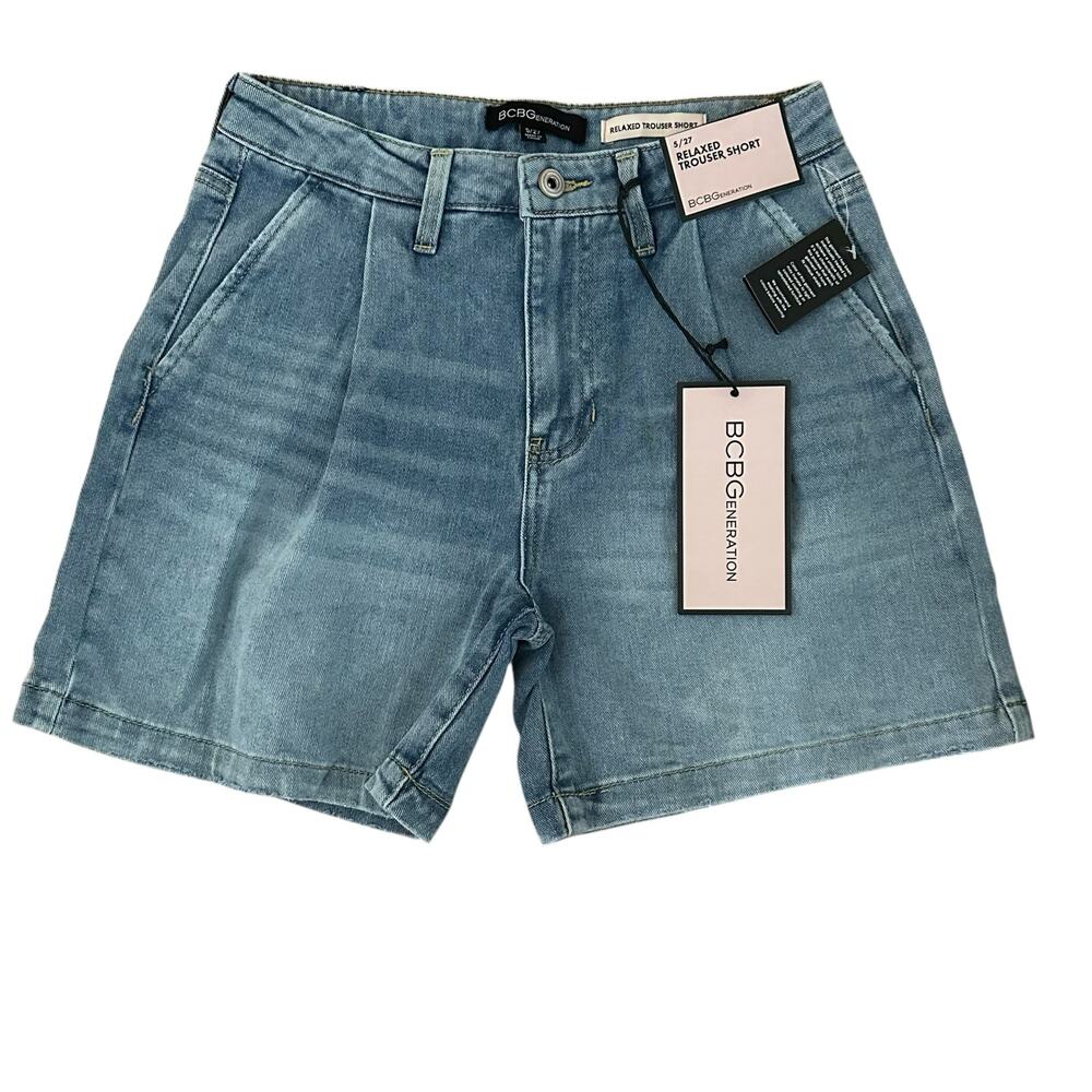 BCBGeneration Women Blue Denim Relaxed Trouser Short Size 5/27 - NWT